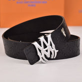 Amiri Belt Black cross pattern Golden deer logo